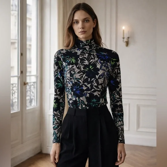 Dorthee Schumacher Printed Turtleneck Long Sleeve Top 2 - Picture 8 of 8